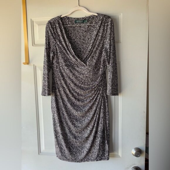Lauren Ralph Lauren faux-wrap dress size 14 Petite - Picture 1 of 3
